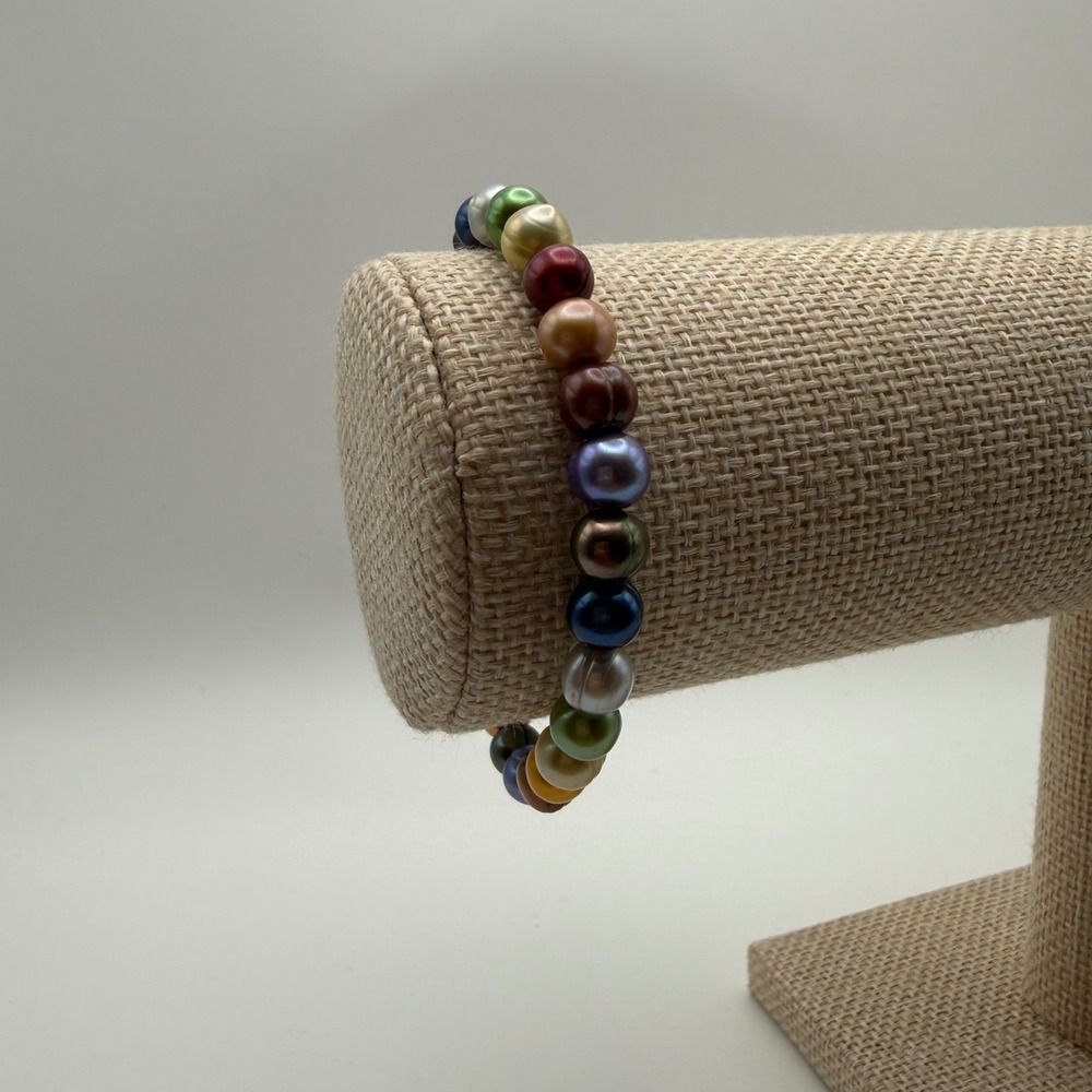 Multicolor Pearl Old Money Coastal Dainty Ethereal Boho Stretch Bracelet OS